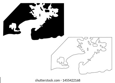 Guantanamo Bay Naval Base (Republic of Cuba, United States of America) map vector illustration, scribble sketch Guantanamo Bay (NSGB, GTMO, Gitmo, Naval Station) map