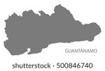 Guantanamo Province in Cuba Map grey