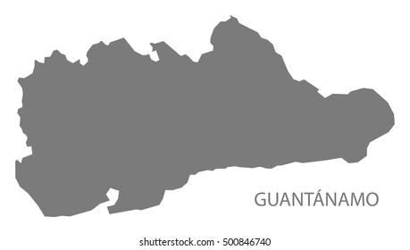 Guantanamo Province in Cuba Map grey