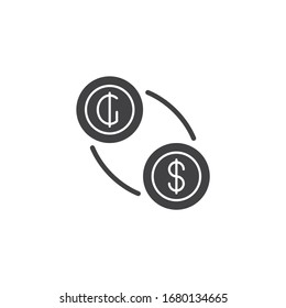 Icono de vector de cambio Guarani y dólar. signo plano relleno para concepto móvil y diseño web. Dólar estadounidense con icono paraguayo de glifo de moneda guaraní. Símbolo, ilustración del logotipo. Gráficos vectoriales