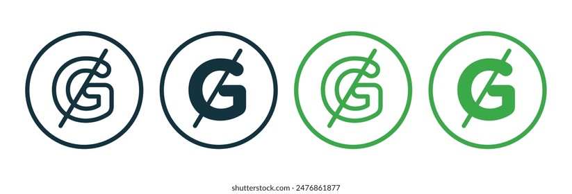 Guarani line vector sign set.