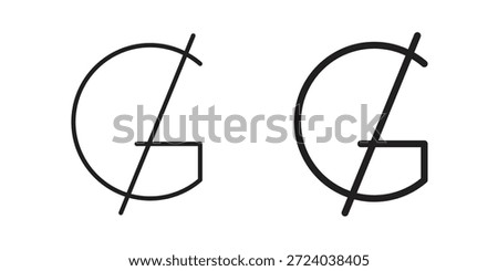 Guarani sign icons, Line vector. solid symbol set
