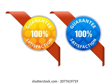Guarantee 100% satisfaction corners. Set of glossy colored tags. Vector illustration. 
 Luxury design collection for Promotion and Sale.