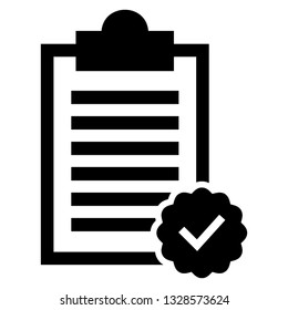 Guarantee approval certificate , vector illustration isolated on white background and icon black color- Vector