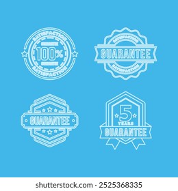 Guarantee Badge Vector Design Collection Blue Line