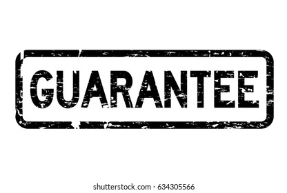 Guarantee black square rubber seal stamp on white background