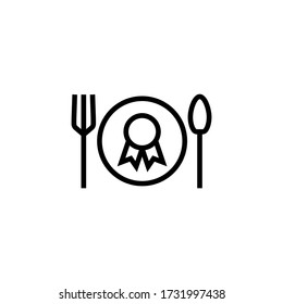 Guarantee food vector icon in linear, outline icon isolated on white background