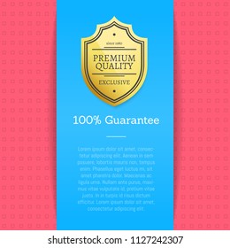 Guarantee of high quality golden label assurance. Royal properties of goods. Certified best leading places of brand, posters set vector illustration