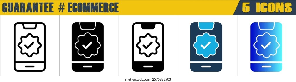 Guarantee icon with 5 styles (outline, solid, mixed, duotone and solid gradient)