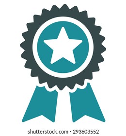 Guarantee icon from Competition & Success Bicolor Icon Set. Vector style: flat bicolor symbols, soft blue colors, rounded angles, white background.