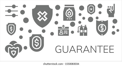 guarantee icon set. 11 filled guarantee icons.  Collection Of - Control, Shield, Accreditation, Oxigen, Charcoal, Promise icons