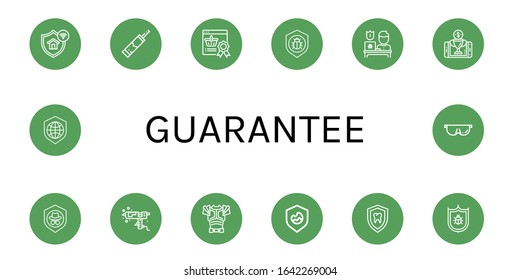 conjunto de iconos de garantía. Colección de protección, silicona, recompensa, antivirus, escudo, armadura, iconos de protección