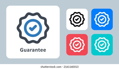 Icono de garantía - ilustración vectorial . Mejor, Garantía, Calidad, Garantía, Insignia, Certificado, Garantía, Línea, Esquema, Plano, Iconos.
