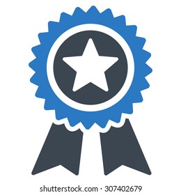 Guarantee icon. Vector style is flat bicolor symbols, smooth blue colors, rounded angles, white background.