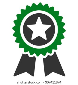 Guarantee icon. Vector style is flat bicolor symbols, green and gray colors, rounded angles, white background.
