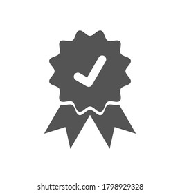 guarantee icon. white check mark sign with starburst shape ribbon isolated on white background. vector illustration