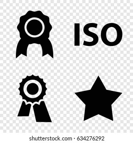 Guarantee icons set. set of 4 guarantee filled icons such as star, award, iso