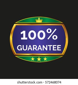 guarantee label on black background, vector illustration