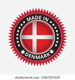 Guarantee and made in Denmark tag icon vector