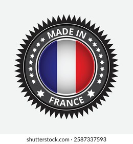 Guarantee and made in France tag icon vector