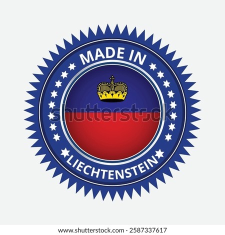 Guarantee and made in Liechtenstein tag icon vector