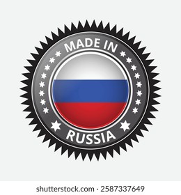 Guarantee and made in Russia tag icon vector