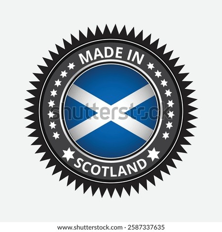 Guarantee and made in Scotland tag icon vector