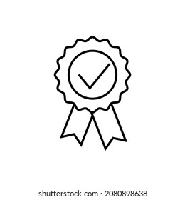 Guarantee medal line icon, warranty certificate vector symbol