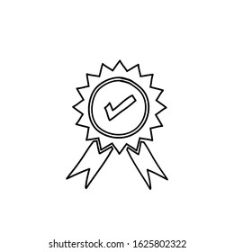 guarantee or medal thin line icon. concept of minimal consumer control emblem or assurance. hand drawn doodle style vector