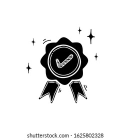 guarantee or medal thin line icon. concept of minimal consumer control emblem or assurance. hand drawn doodle style vector