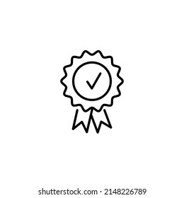 guarantee or medal thin line icon. concept of minimal consumer control emblem or assurance. flat stroke trend modern distinction win logotype graphic lineart design simple element on white background