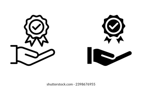 guarantee or medal thin line icon. concept of minimal consumer control emblem or assurance. vector illustration on white background