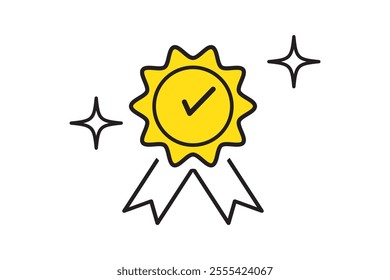 guarantee or medal thin line icon. concept of minimal consumer control emblem or assurance. flat stroke trend modern distinction win logotype graphic lineart design simple element on white background