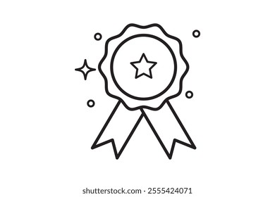 guarantee or medal thin line icon. concept of minimal consumer control emblem or assurance. flat stroke trend modern distinction win logotype graphic lineart design simple element on white background