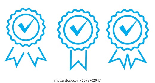 guarantee or medal thin line icon. concept of minimal consumer control emblem or assurance. flat stroke trend modern distinction win logotype graphic lineart design simple element on white background