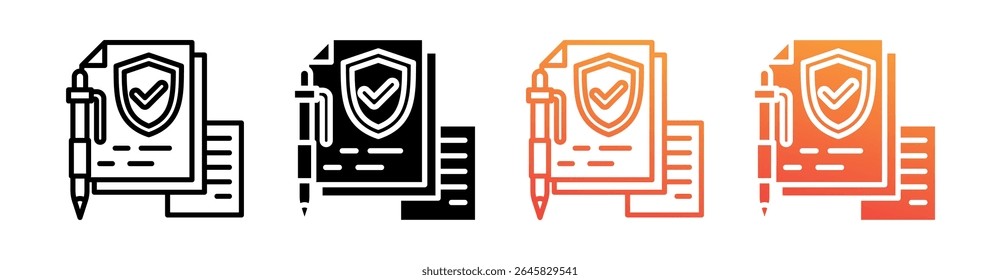 Guarantee Multi Style Icon Set Vector