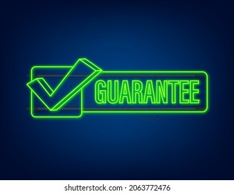 Guarantee neon vector isolated on dark background. Vector stock illustration