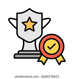 Garantir a ilustração do vetor do ícone de cor do contorno