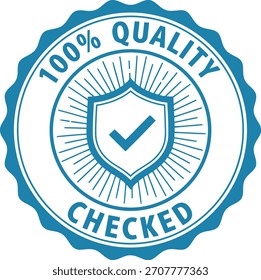 Garantiequalität geprüft 100% Siegel mit Schild und Häkchen