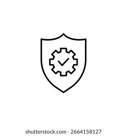 Garantía De Calidad Con Rueda Dentada Y Marca De Verificación En Escudo De Seguridad