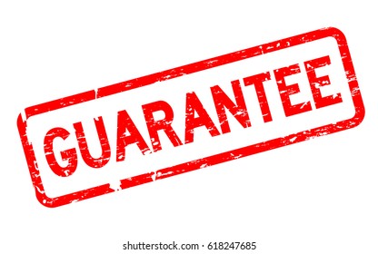 Guarantee red square rubber seal stamp on white background