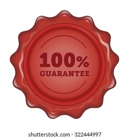Guarantee red wax seal over white background