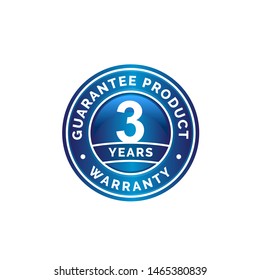 Guarantee seal in blue circle shapes with text 3 years warranty