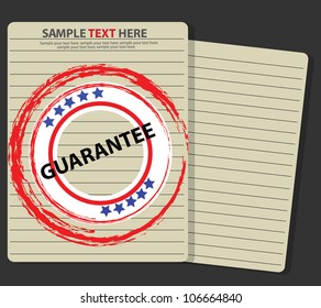 Guarantee stamp on old paper,Vector