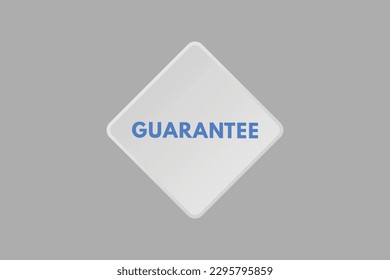 Botón Garantizar texto. Botones web de etiqueta de icono de signo de garantía
