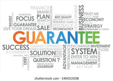 Guarantee  in word cloud and white background