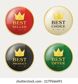 Guaranteed badge ,Best seller,Best choice, Best product,Best offer.Business digital marketing banner website with glossy label or badges. 3d banner illustration vector design.