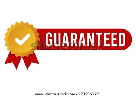 guaranteed badge satisfaction banner, label for promotion illustration 