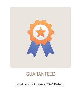 Guaranteed Best Quality Ribbon Approved Recommended Winner Star Badge Award Shopping Icon for Web Business E-commerce Sign, Website Design Use, Flat Vector Illustration