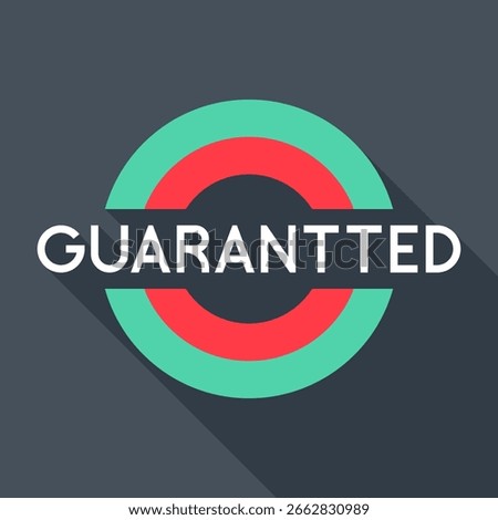 Guaranteed Circular Badge with Long Shadow in Red and Green Vector Illustration